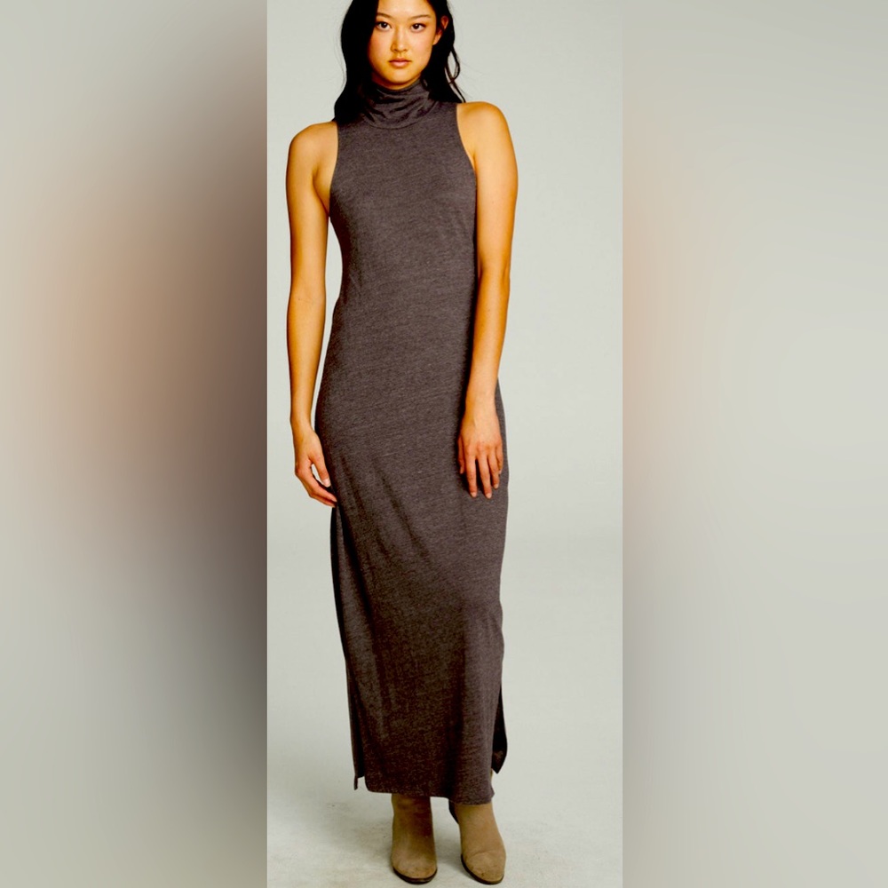 › TURTLE NECK TANK MAXI DRESS WITH SIDE SLITS